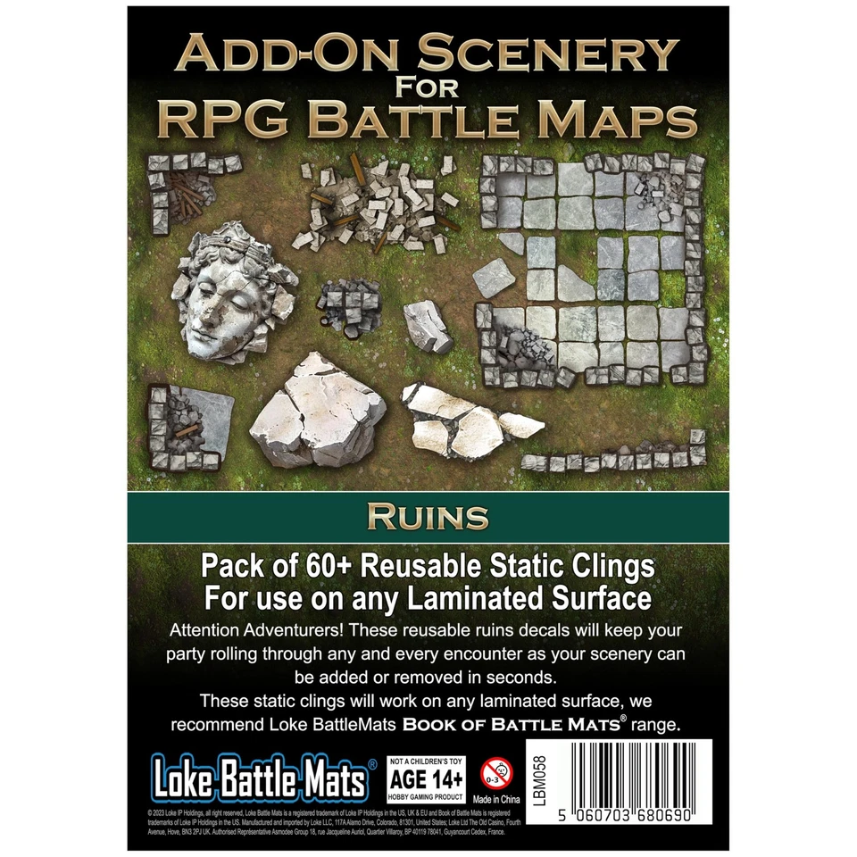 Loke Battlemats LBM-058 Add On Scenery for RPG Maps Ruins Battlemat, Multicolour - Image 1 of 1