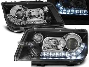 Pair Headlights LED DRL Look for VW BORA 1998-2005 Daylight Black WW Free Ship U - Bild 1 von 11