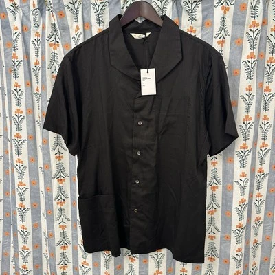 Camisa 3sixteen Talla Mediana Abotonada Camisa Ocio Manga Corta Nueva Con Etiquetas Negra Foto 1 de 4