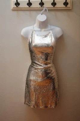 Motel серебро блестки обтяжку с бретелью через шею мини-платье - Изображение 1 из 4