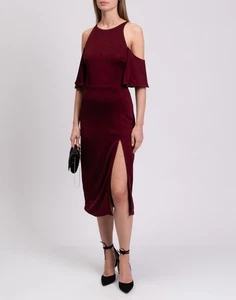 RRP €1413 CUSHNIE ET OCHS Pencil Dress US4 UK8 IT40 S Cold Shoulder High Slit - Picture 1 of 11