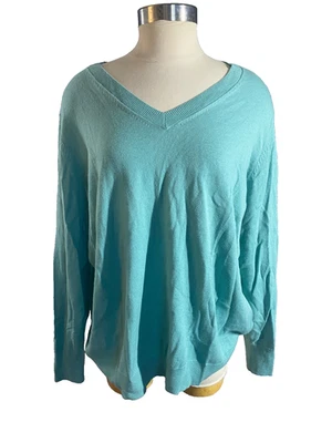 Suéter Worthington Mujer 2X Pullvover Escote en V Verde Manga Larga NUEVO Foto 1 de 4