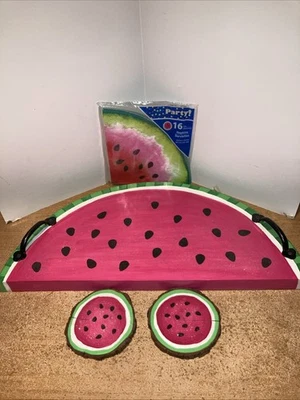 Unique CHARCUTERIE Board Coasters & Matching Napkins.  All New Watermelon design - Image 1 of 4