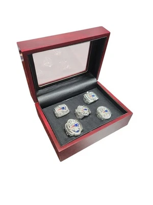 全新英格兰爱国者队 汤姆·布雷迪 5 戒指套装 超级碗 冠军 复制品 圣诞节! — 第 1/4 张图片