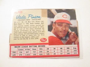 1962 Post Cereal Baseball #121 Vada Pinson Cincinnati Reds   gd - Picture 1 of 1