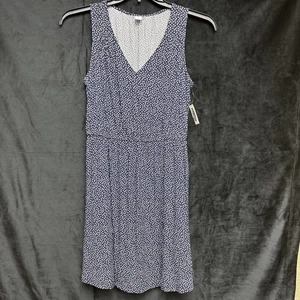 NWT Old Navy Womens Medium Dress Tank Top Flowy Navy Polka Dots Sleeveless - Picture 1 of 4
