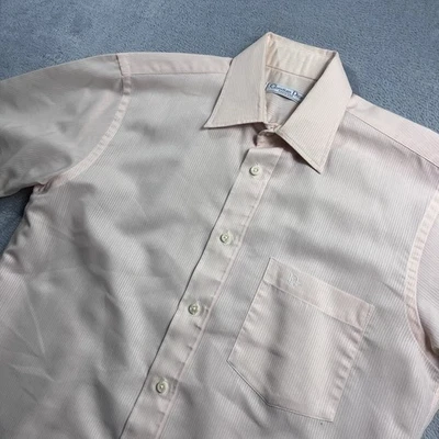 Vtg Christian Dior Chemises Light Orange S/Sleeve Button Down Shirt Sz Small 15 - Image 1 of 4