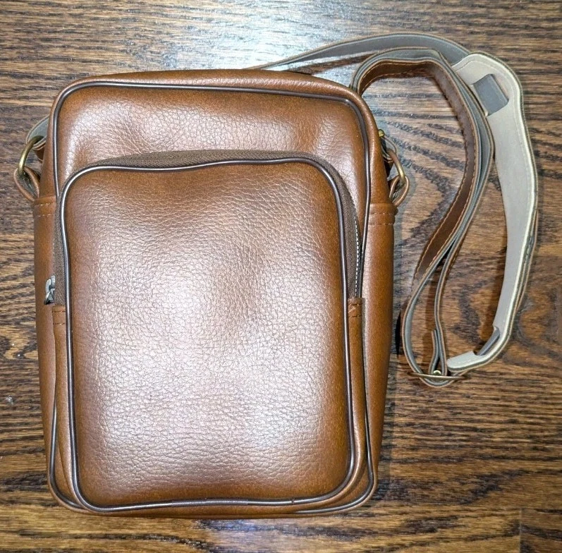 Bolso para cámara de cuero marrón vintage Perrin California 715 9" x 7" raro hecho en EE. UU. Foto 1 de 4