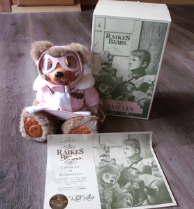 RAIKES BEARS AMELIA  WOOD FACE WITH CERTIFICATE  BEAR 12 INCH TALL - Picture 1 of 4