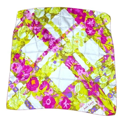 Bufanda vintage Jeanne Lanvin Paris 100 % seda 29" celosía floral hecha en Francia Foto 1 de 4