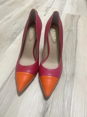 RALPH LAUREN Cuero Verano Chic Punta Tacones Talla 7.5B Foto 1 de 4