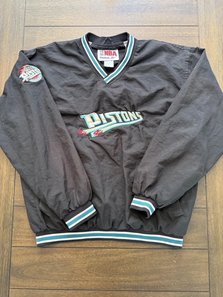Suéter Pullover De Colección Detroit Pistons Para Hombre Negro NBA Baloncesto Reebok Años 90 Foto 1 de 4