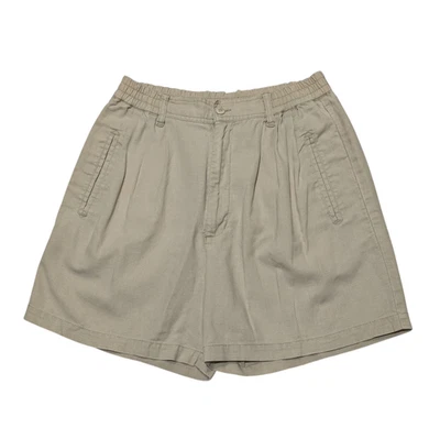Pantalones Cortos Vintage Años 90 Plisados Tiro Alto Mezcla de Lino Para Mujer Talla 6 Beige Mamá Costero Foto 1 de 4