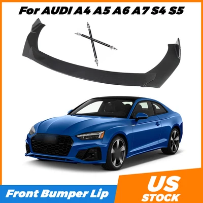 For AUDI A4 A5 A6 A7 S4 S5 Front Bumper Lip Spoiler Splitter Carbon+Strut Rods Foto 1 de 4