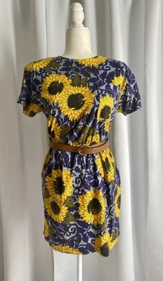 Vestido Vintage Carol Anderson 2P Girasol Floral Mini Brillante Retro Boho Indie Foto 1 de 4