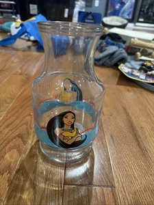 Disney Pocahontas Glass Carafe Pitcher With Lid Anchor Hocking 1995 Juice - Picture 1 of 5