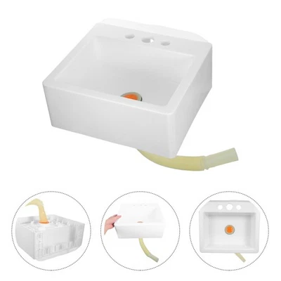  1 Set Wall Mounted Sink: Hanging Wall Sink - Bathroom Washbasin - Space-Saving - image 1 of 4