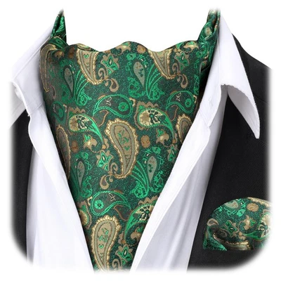 Juego de Corbatas Ascot para Hombre Paisley Floral Ascot y Cuadrado de Bolsillo Clásico Auto Ti... Foto 1 de 4