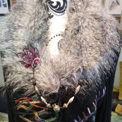 Indian Silver Necklace with black beads From Rajasthan No17 - Image 1 of 4