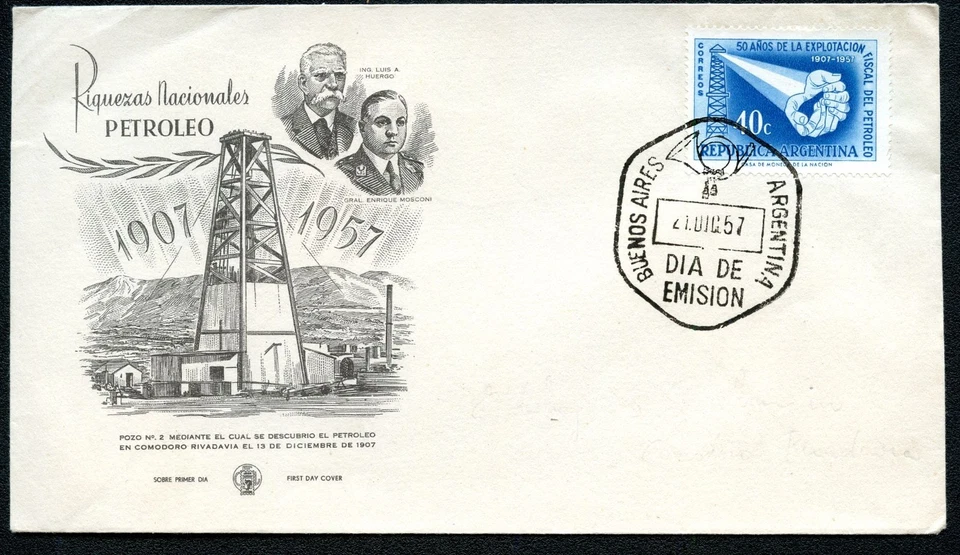Argentine FDC #1090 EXPLOITATION OF PETROLEUM 1957 - Image 1 of 1