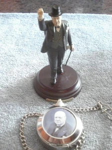 RARE 2010 LIMITED EDITION "WINSTON CHURCHILL" 7OTH ANNIV POCKET WATCH & FIGURINE - Picture 1 of 8