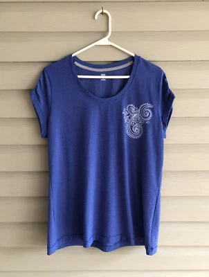 SB Active Mujer L Azul Rayas y Paisley Manga Corta Camiseta Top Foto 1 de 4