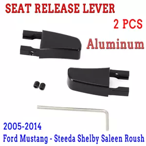For 2005-2014 Mustang Billet Seat Release Lever Pair Polished Black -Never Break - Picture 1 of 9