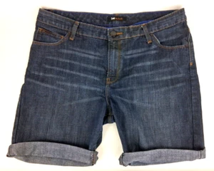 Lee Women's One True Fit Dark Wash Stretch Bermuda Shorts Size 14 Medium - Picture 1 of 4