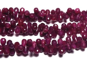 8" Strand RUBY 9-10mm Faceted Teardrop Beads Genuine Stone /T8 - Picture 1 of 1