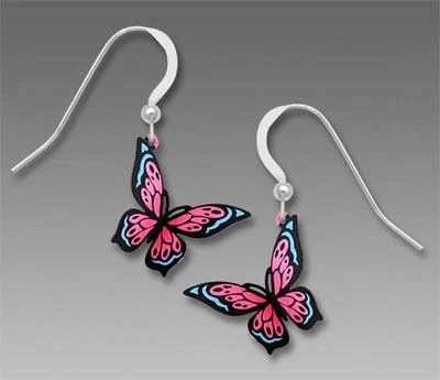 Sienna Sky Earrings 925 Sterling Silver Hook Pink and Blue Fantasy Butterfly - Image 1 of 4