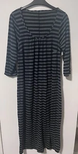 Grey & Black Striped Dress Long Large - Picture 1 of 4