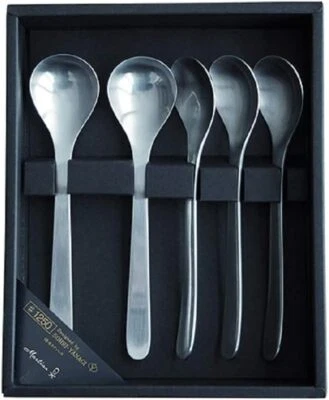 Juego de cubiertos de acero inoxidable Sori Yanagi de 5 piezas #1250 cucharadita artesanía popular japonesa Foto 1 de 2