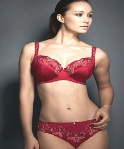 CLEARANCE-30E-FAUVE- CARLOTTA PLUNGE BALCONY-BRA-UK-RED - Picture 1 of 1