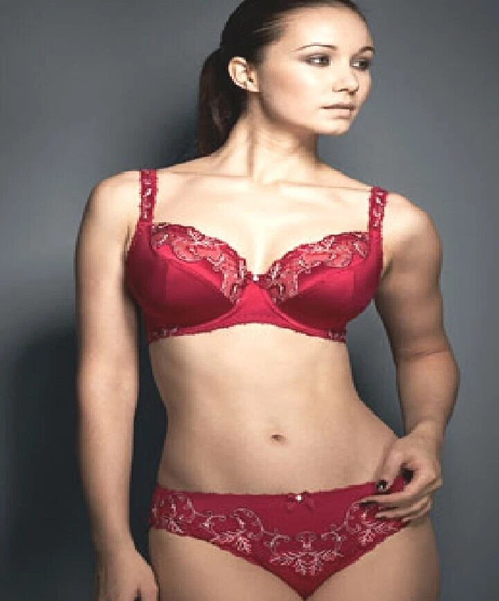 LIQUIDACIÓN-30E-FAUVE-CARLOTTA PLUNGE BALCÓN-JUEGO DE SUJETADOR-UK-XS BRIEF-8-10-ROJO Foto 1 de 1