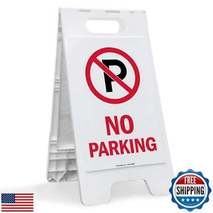 SmartSign 25 x 12 inch “No Parking” with Symbol Two-Sided Folding Floor Sign, - Picture 1 of 5