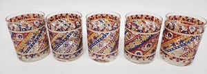 Vintage Cera Paisley Rock Cocktail Glasses Set of 5 Free Shipping - Picture 1 of 6