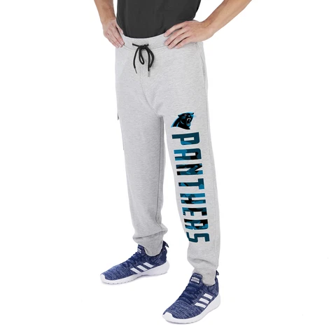 Zubaz Men's NFL Carolina Panthers Heather Gray Cargo Sweatpants Cover