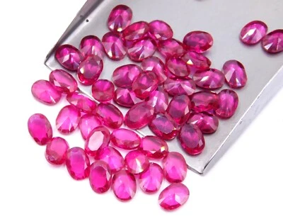Lab Created Imitation Ruby Oval Cut Lot Loose Gemstone 5x7 MM For Jewelry P-3079 - Image 1 of 4