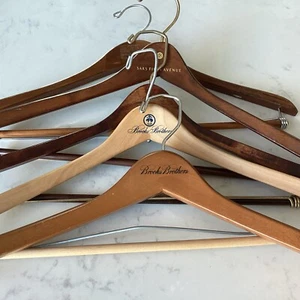 Vintage 5 Pc Wood Suit Pants Skirt Hangers Macys Saks Brooks Brothers Cardin - Picture 1 of 4