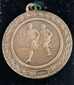 90s Vintage Bronze Metal Track Award 1993 N.V.I. 8th Place Track Pendant Charm - Picture 1 of 10