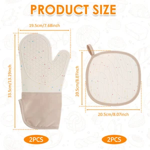 Silicone Oven Mitts Pair with Pot Holders Heat Resistant Oven Mitts Non wemIH - Picture 1 of 11