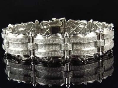Juego de pulsera de plata de ley 925 para hombre de 7,75 quilates pavé corte redondo circonita cúbica Foto 1 de 3