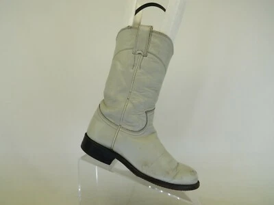 Botas vaqueras Justin blancas todo cuero Roper para mujer talla 4,5 B Foto 1 de 4