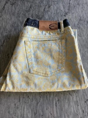 ПРОСТО CAVALI ВИНТАЖНЫЙ СИНИЙ ЛОДЫЖКИ ДЖИНСЫ С ЗОЛОТЫМ УЗОРОМ РАЗМЕР 29 (S) - Изображение 1 из 4