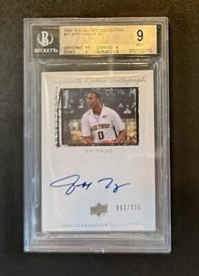 2009-10 Upper Deck Exquisite JEFF TEAGUE Rookie AUTO RC /225 BGS 9/10 Hawks - Image 1 of 2