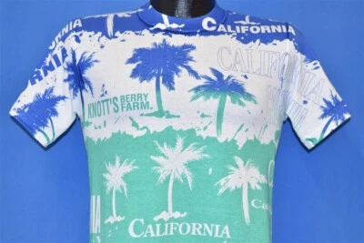 Camiseta De Colección Años 80 CALIFORNIA KNOTT'S BERRY FARM PALMERAS POR TODAS PARTES AZUL VERDE S Foto 1 de 4
