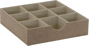 Brown 723-1 Deep 9 Section Drawer Organizer Box for Storage | 12 in X 12 in 3.13 - Picture 1 of 11