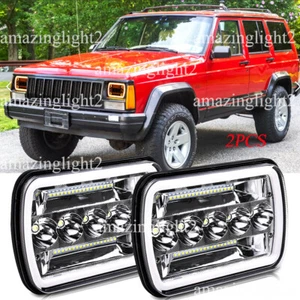 Fit Jeep Cherokee SE Sport 1984-2001 Pair 5x7" 7x6 LED Headlights DRL Hi/Lo Beam - Picture 1 of 13