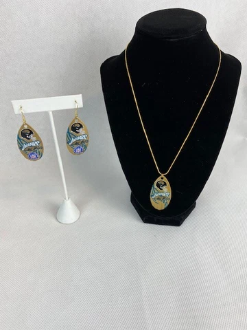 NFL Jacksonville Jaguars Vintage Teardrop Spinner Earrings & Necklace Set Cover