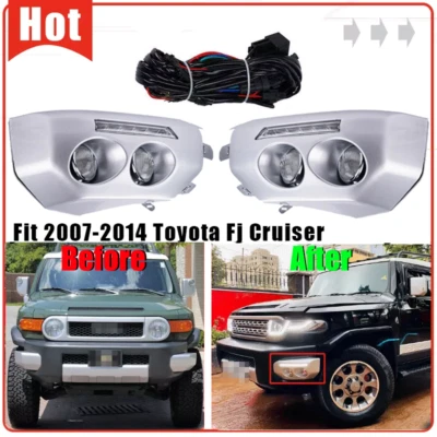 Luces antiniebla LED cromadas para parachoques luces de conducción DRL para Toyota FJ Cruiser 2007-2014 Foto 1 de 4
